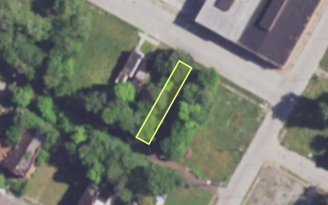 Aerial view of 3816 EVANS AV — vacant lot, St. Louis with approximate parcel outline