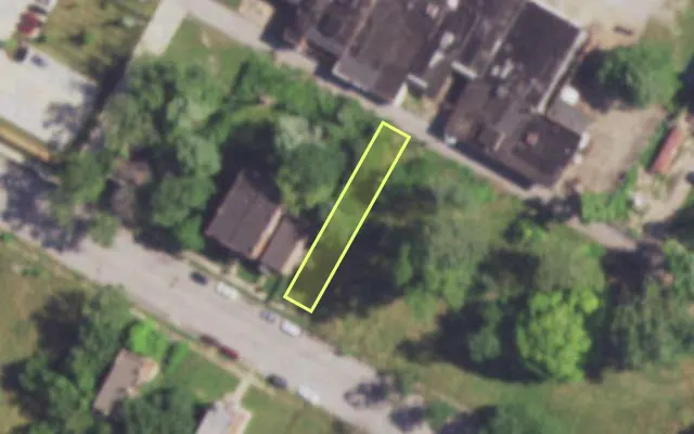 Aerial view of 4219 EVANS AV — vacant lot, St. Louis with approximate parcel outline