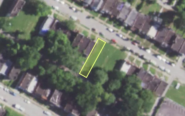 Aerial view of 5338 LOTUS AV — vacant lot, St. Louis with approximate parcel outline
