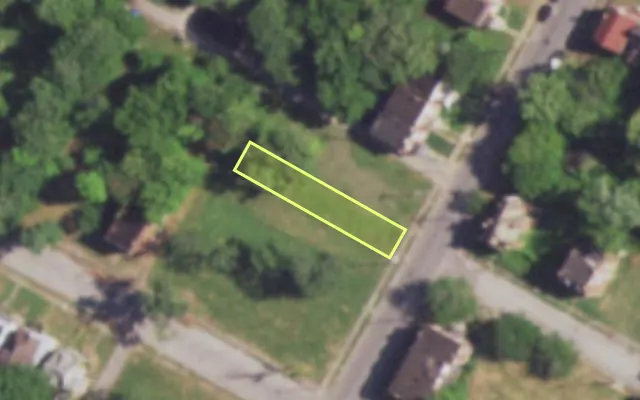 Aerial view of 1709 MARCUS AV — vacant lot, St. Louis with approximate parcel outline
