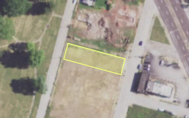 Aerial view of 3008 N 21ST ST — vacant lot, St. Louis with approximate parcel outline