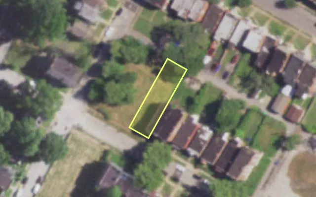 Aerial view of 5051 TERRY AV — vacant lot, St. Louis with approximate parcel outline
