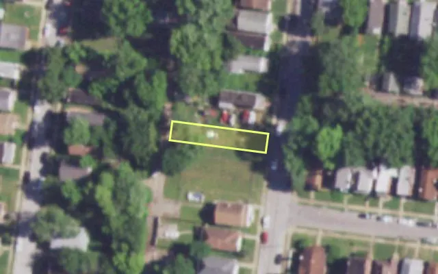 Aerial view of 8937 NEWBY ST — vacant lot, St. Louis with approximate parcel outline