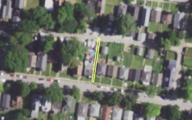 Aerial view of 6741 WEST PARK AV — vacant lot, St. Louis with approximate parcel outline