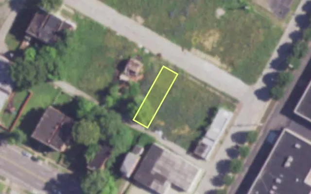 Aerial view of 3712 EVANS AV — vacant lot, St. Louis with approximate parcel outline