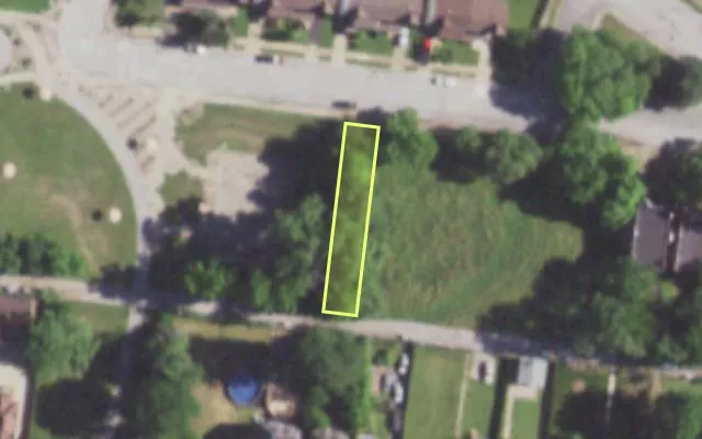 Aerial view of 5638 ETZEL AV — vacant lot, St. Louis with approximate parcel outline