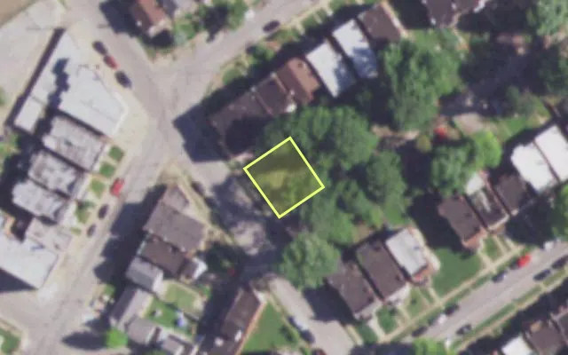Aerial view of 4157 ROSALIE ST — vacant lot, St. Louis with approximate parcel outline