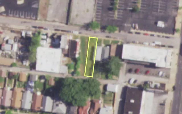 Aerial view of 3624 THOLOZAN AV — vacant lot, St. Louis with approximate parcel outline