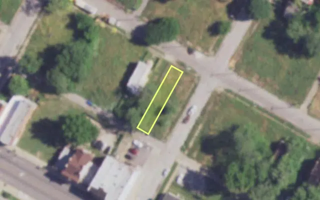 Aerial view of 4136 ALDINE AV — vacant lot, St. Louis with approximate parcel outline