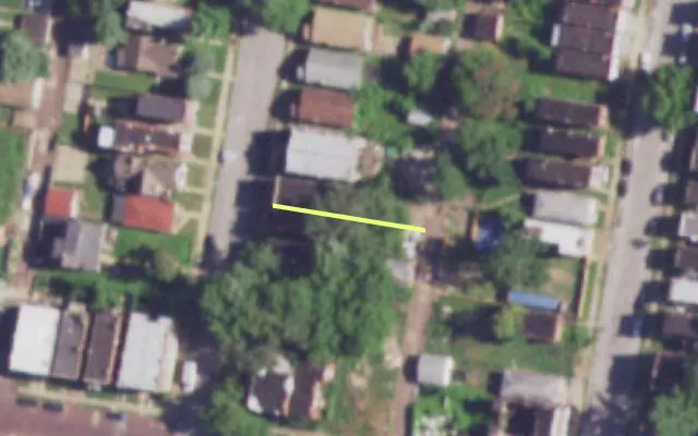 Aerial view of 4042 H OREGON AV — vacant lot, St. Louis with approximate parcel outline