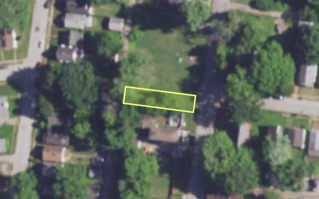Aerial view of 8995 NEWBY ST — vacant lot, St. Louis with approximate parcel outline