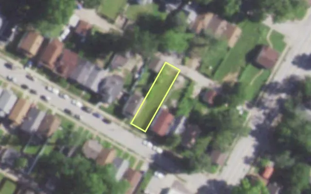 Aerial view of 6317 LAURA AV — vacant lot, St. Louis with approximate parcel outline