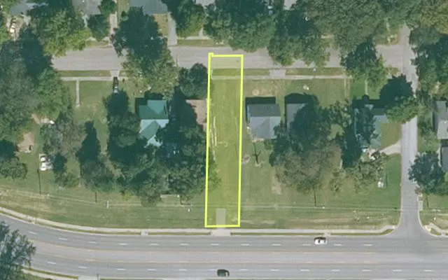 Aerial view of MISSISSIPPI County parcel 305-01678-000 — Arkansas post-auction with approximate parcel outline