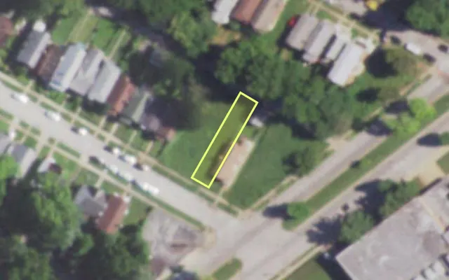 Aerial view of 5911 SHERRY AV — vacant lot, St. Louis with approximate parcel outline