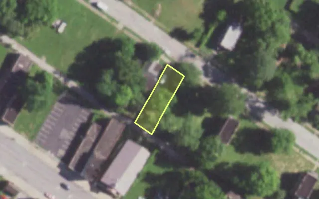 Aerial view of 5642 THEODOSIA AV — vacant lot, St. Louis with approximate parcel outline