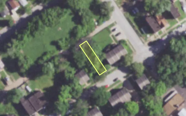 Aerial view of 1411 OBEAR AV — vacant lot, St. Louis with approximate parcel outline