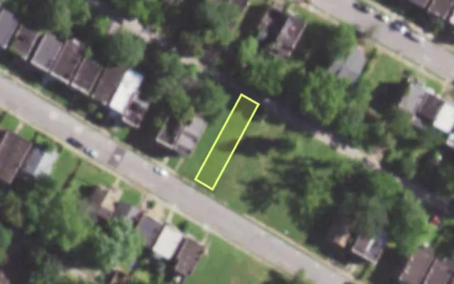 Aerial view of 5841 LOTUS AV — vacant lot, St. Louis with approximate parcel outline