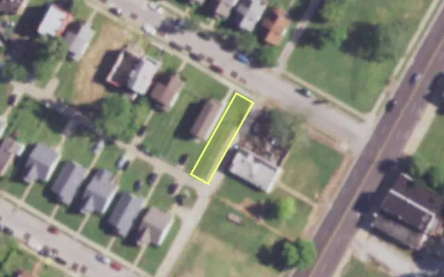 Aerial view of 3614 GARFIELD AV — vacant lot, St. Louis with approximate parcel outline