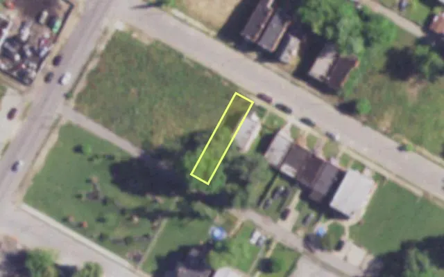 Aerial view of 3850 COTTAGE AV — vacant lot, St. Louis with approximate parcel outline