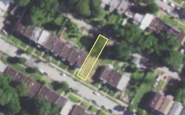 Aerial view of 5235 NORTHLAND AV — vacant lot, St. Louis with approximate parcel outline
