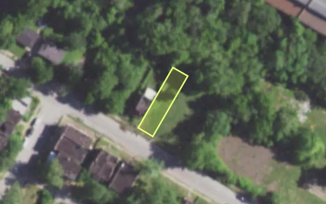 Aerial view of 5973 KENNERLY AV — vacant lot, St. Louis with approximate parcel outline