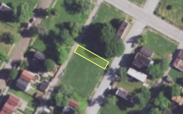 Aerial view of 4245 JOHN AV — vacant lot, St. Louis with approximate parcel outline