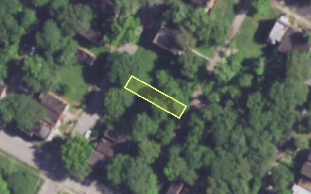 Aerial view of 4116 CLARENCE AV — vacant lot, St. Louis with approximate parcel outline