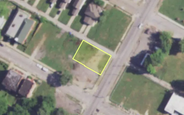 Aerial view of 2411 N VANDEVENTER AV — vacant lot, St. Louis with approximate parcel outline