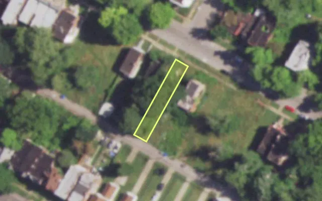 Aerial view of 4554 EVANS AV — vacant lot, St. Louis with approximate parcel outline