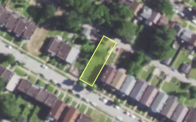 Aerial view of 5215 NORTHLAND AV — vacant lot, St. Louis with approximate parcel outline