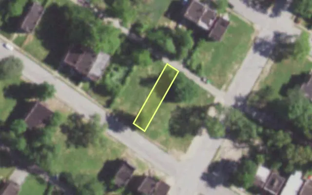 Aerial view of 5909 WABADA AV — vacant lot, St. Louis with approximate parcel outline