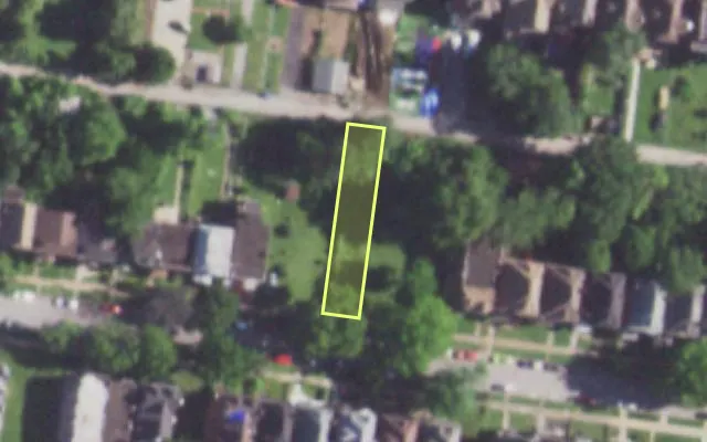 Aerial view of 5143 CATES AV — vacant lot, St. Louis with approximate parcel outline