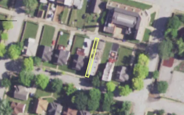 Aerial view of 2917 RUTGER ST — vacant lot, St. Louis with approximate parcel outline