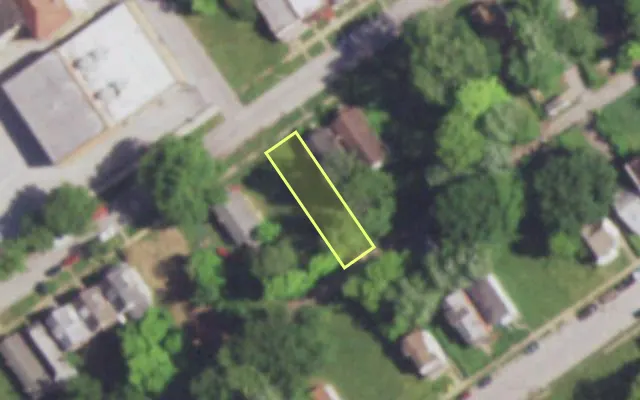 Aerial view of 5038 ALCOTT AV — vacant lot, St. Louis with approximate parcel outline