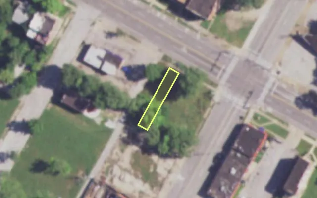 Aerial view of 3908 PAGE BLVD — vacant lot, St. Louis with approximate parcel outline