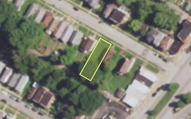 Aerial view of 5924 LUCILLE AV — vacant lot, St. Louis with approximate parcel outline