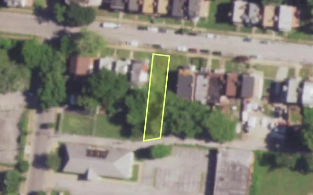 Aerial view of 4638 ENRIGHT AV — vacant lot, St. Louis with approximate parcel outline