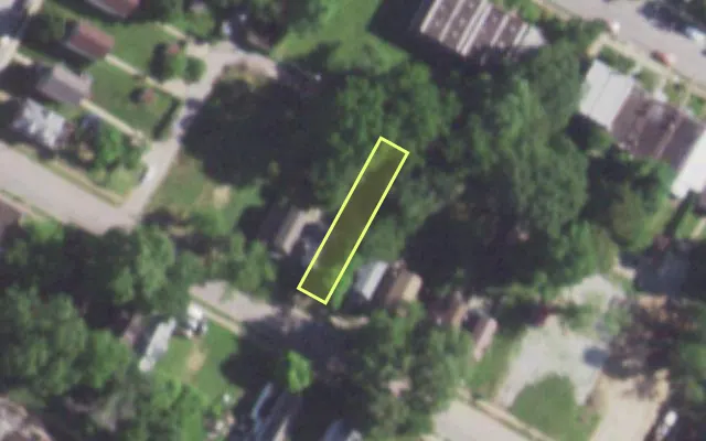 Aerial view of 5363 THEODOSIA AV — vacant lot, St. Louis with approximate parcel outline