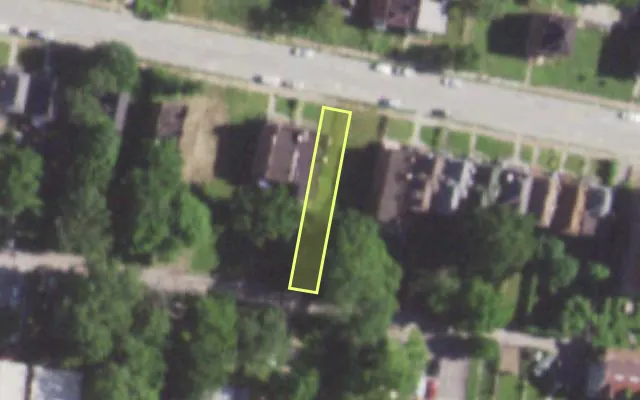 Aerial view of 5144 MINERVA AV — vacant lot, St. Louis with approximate parcel outline