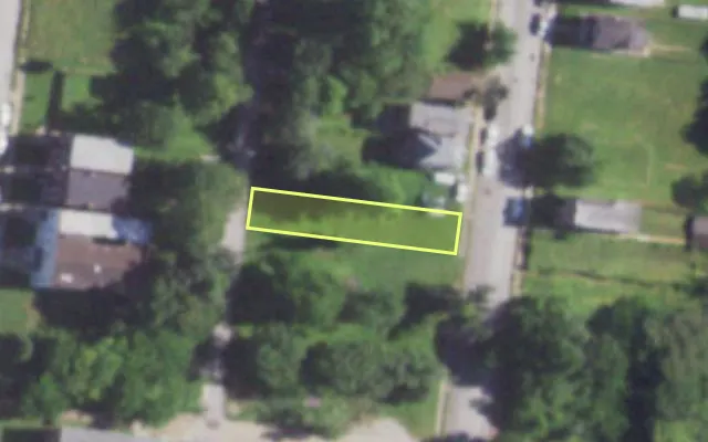 Aerial view of 1209 BAYARD AV — vacant lot, St. Louis with approximate parcel outline