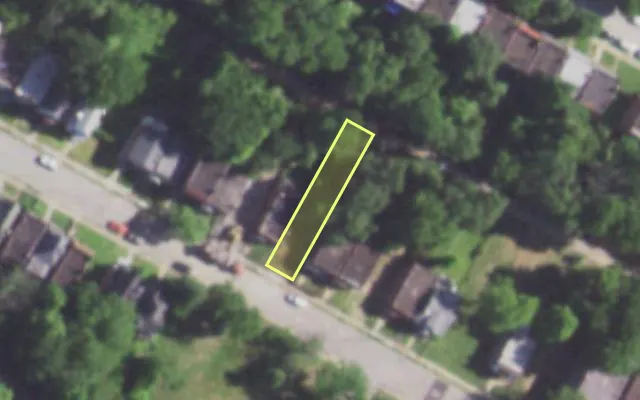 Aerial view of 5209 COTE BRILLIANTE AV — vacant lot, St. Louis with approximate parcel outline