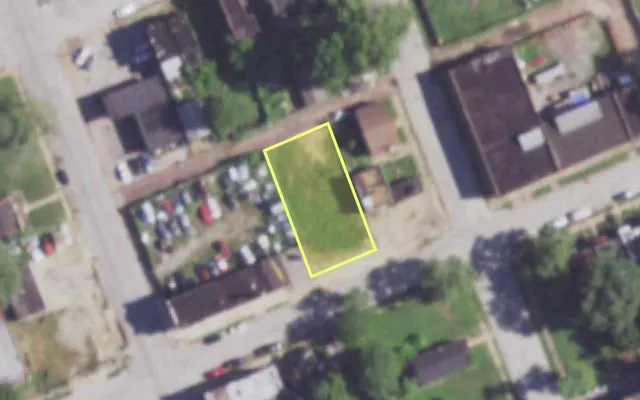 Aerial view of 2101 ANGELICA ST — vacant lot, St. Louis with approximate parcel outline