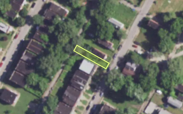 Aerial view of 3115 FAIR AV — vacant lot, St. Louis with approximate parcel outline