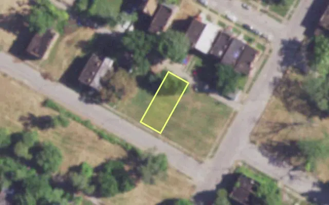Aerial view of 3809 KENNERLY AV — vacant lot, St. Louis with approximate parcel outline