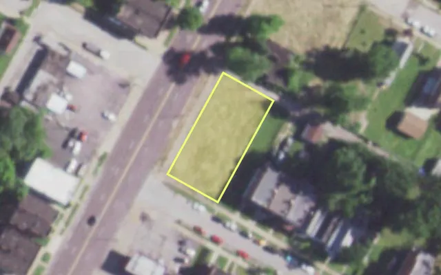 Aerial view of 5267 THEODOSIA AV — vacant lot, St. Louis with approximate parcel outline