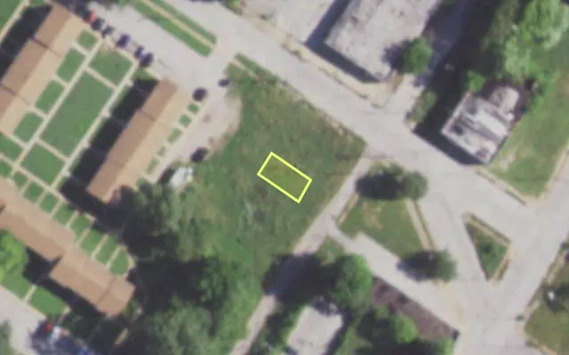 Aerial view of 1455 COCKRILL ST — vacant lot, St. Louis with approximate parcel outline