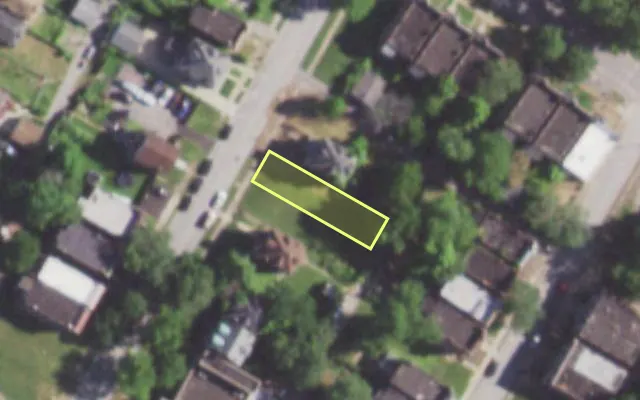 Aerial view of 1230 CLARA AV — vacant lot, St. Louis with approximate parcel outline