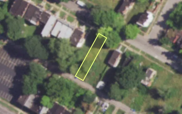 Aerial view of 4568 EVANS AV — vacant lot, St. Louis with approximate parcel outline