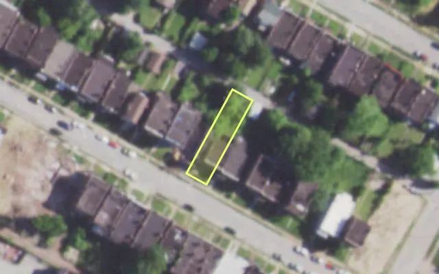 Aerial view of 5227 PAULIAN PL — vacant lot, St. Louis with approximate parcel outline