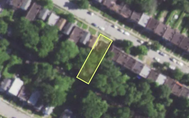Aerial view of 5224 LOTUS AV — vacant lot, St. Louis with approximate parcel outline